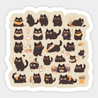 Cute Black Cats Sticker